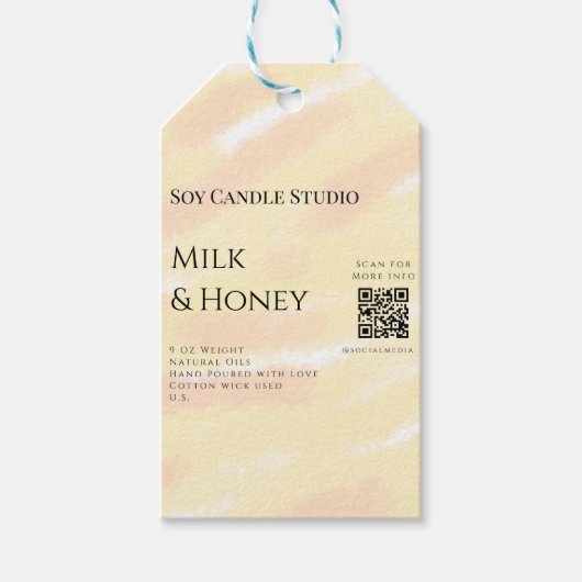 Melk honing soja kaars business voeg q r code teks cadeaulabel (Voorkant)