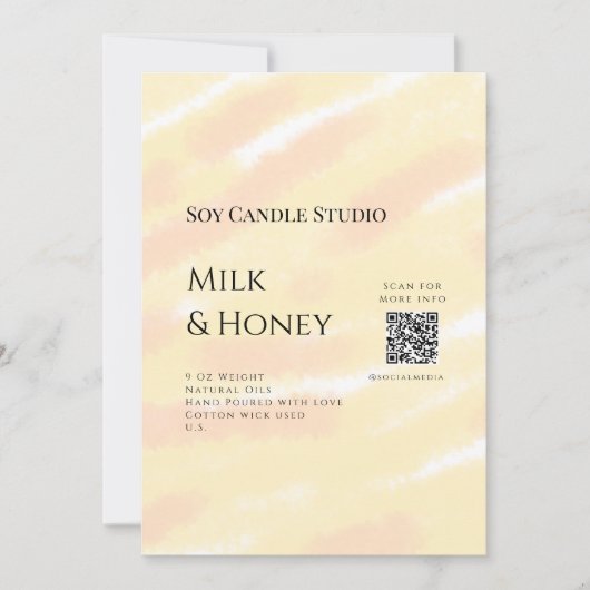 Melk honing soja kaars business voeg q r code teks kaart (Voorkant)