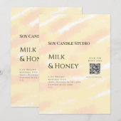 Melk honing soja kaars business voeg q r code teks kaart (Voorkant / Achterkant)