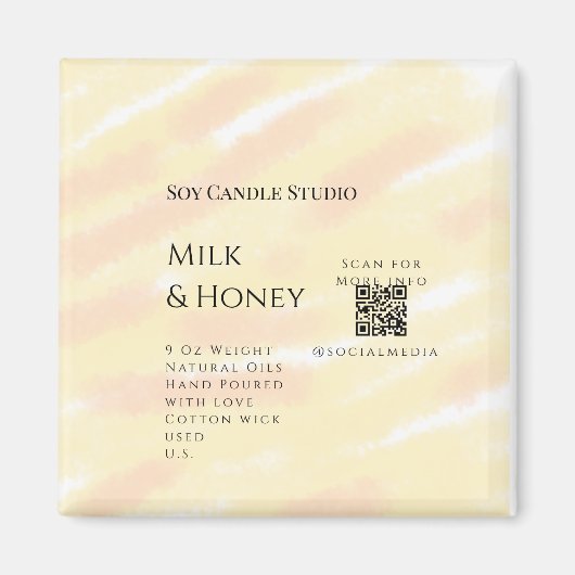 Melk honing soja kaars business voeg q r code teks magneet (Voorkant)