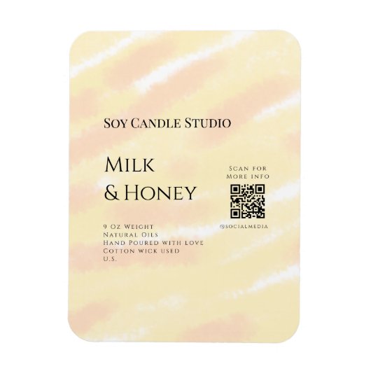 Melk honing soja kaars business voeg q r code teks magneet (Verticaal)