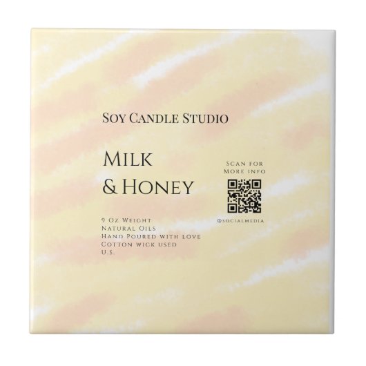 Melk honing soja kaars business voeg q r code teks tegeltje (Voorkant)
