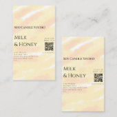 Melk honing soja kaars business voeg q r code teks visitekaartje (Voorkant / Achterkant)