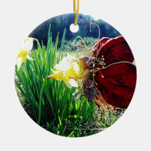 Melk in de Daffodils Keramisch Ornament (Voorkant)