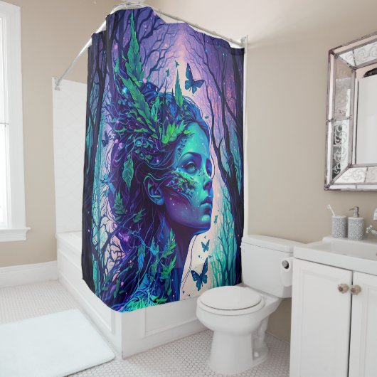Melk in een Magical Forest Shower Curtain Douchegordijn (In situ)