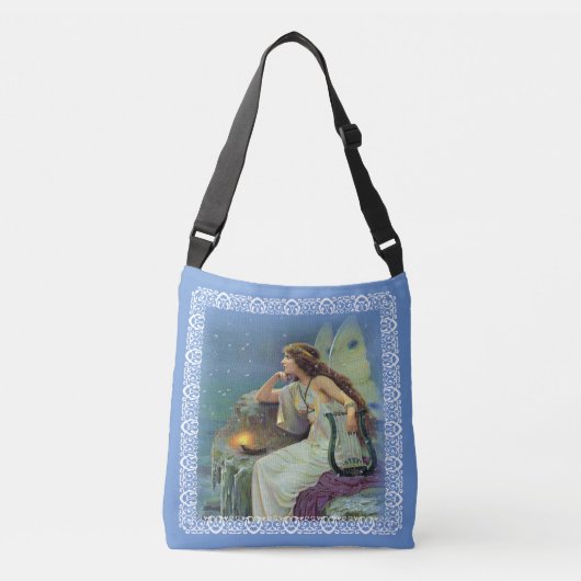 Melk in het wit gaat op Cliff met Harp Candle Blue Crossbody Tas (Voorkant)