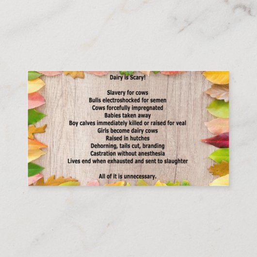 Melk is een eng "Business"-kaart Visitekaartje (Achterkant)