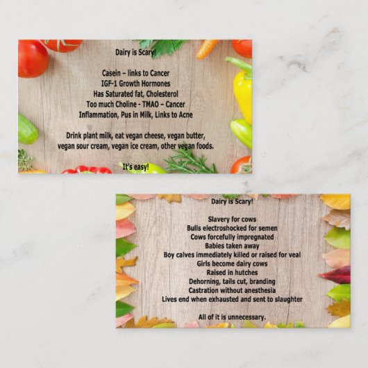 Melk is een eng "Business"-kaart Visitekaartje (Voorkant / Achterkant)