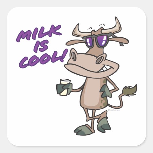 melk is een leuke cartoon voor koe . vierkante sticker (Voorkant)