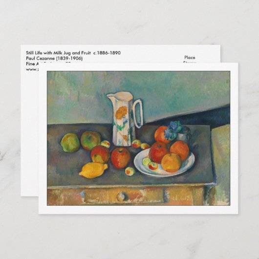 Melk Jug en vruchten van Cezanne Briefkaart (Voorkant / Achterkant)