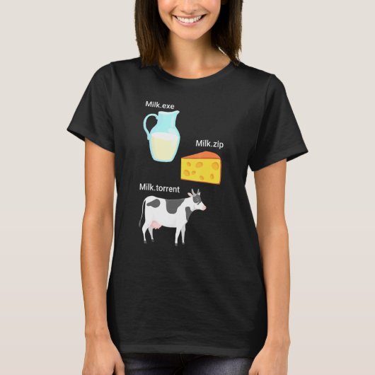 Melk Kaas Koe Computer Nerd Geek Coder T-shirt (Voorkant)