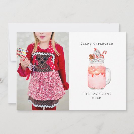 Melk Kerst Peppermint Candy Cane Milkshake Feestdagenkaart (Voorkant)