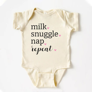 Melk Knuffel Slaap Herhaal Grappig Minimalistisch Romper