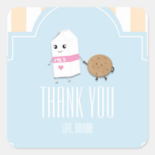 Melk & Koekje Wandelende Verjaardagsfeest Favor St Vierkante Sticker