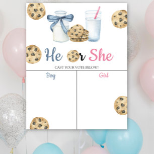 Melk & Koekjes Geslachtsonthulling Hij of Zij tabe Poster