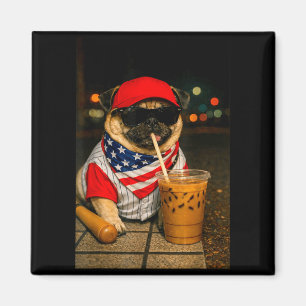 Melk koffie nachtleven pug hond jongen meisje grap magneet