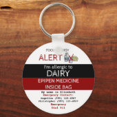 Melk Label voor voedselallergie en waarschuwingen Sleutelhanger (Voorkant)