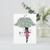 Melk met Floral Umbrella Briefkaart (Staand voorkant)