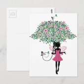 Melk met Floral Umbrella Briefkaart (Voorkant / Achterkant)