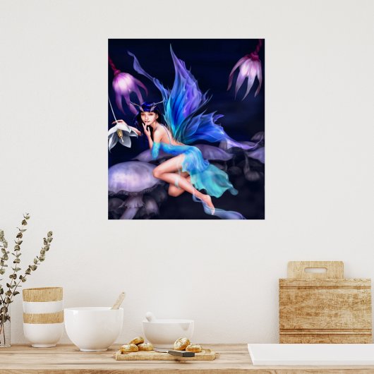 Melk met poster van paddenstoelen van 14.95 uur (Keuken)