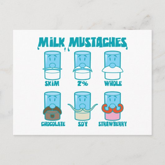 Melk Mustaches Briefkaart (Voorkant)