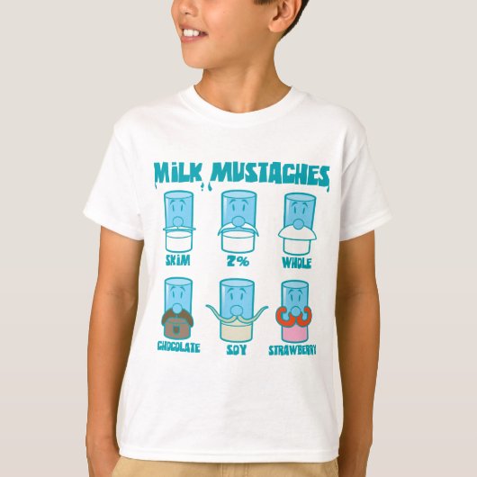 Melk Mustaches T-shirt (Voorkant)