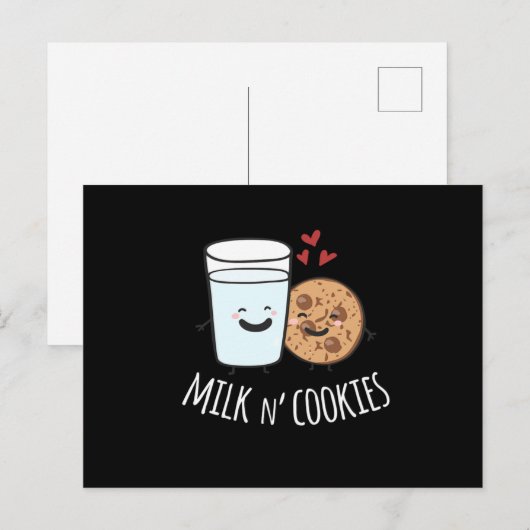 Melk N Cookies Cute Kawaii Food Couple Matching Briefkaart (Voorkant / Achterkant)