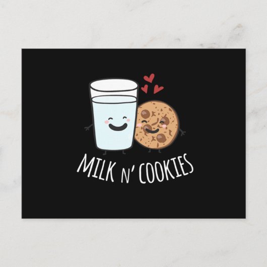 Melk N Cookies Cute Kawaii Food Couple Matching Briefkaart (Voorkant)