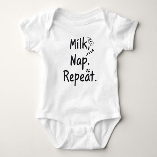 Melk. Nap. Herhaal. – Grappig Baby Bodysuit (Voorkant)