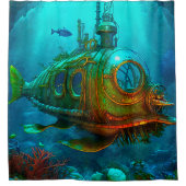 Melk onder het Zee Kunst Illustratie Steampunk Douchegordijn (Voorkant)