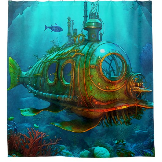Melk onder het Zee Kunst Illustratie Steampunk Douchegordijn (Voorkant)