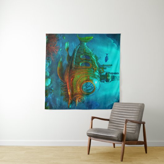 Melk onder het Zee Kunst Illustratie Steampunk Wandkleed (In Situ (horizontaal))