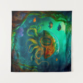 Melk onder het Zee Kunst Illustratie Steampunk Wandkleed (Voorkant (horizontaal))