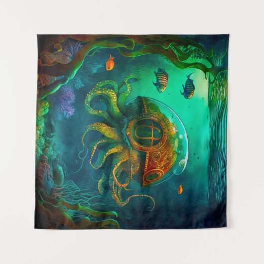 Melk onder het Zee Kunst Illustratie Steampunk Wandkleed (Voorkant (horizontaal))