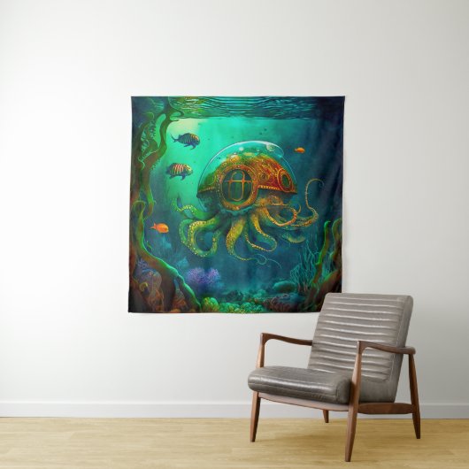 Melk onder het Zee Kunst Illustratie Steampunk Wandkleed (In situ)