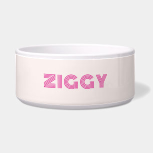 melk roze met neon roze huisdier naam  voerbakje