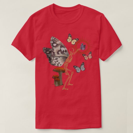 Melk skeletton Butterfly Fairycore Aesthetisch Kat T-shirt (Design voorkant)
