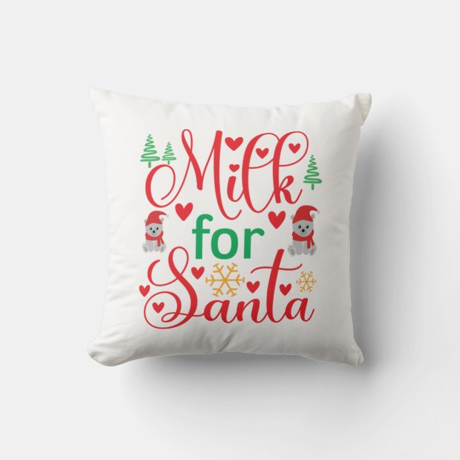Melk van fijne kersen voor de kerstman kussen (Voorkant)