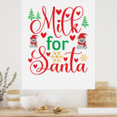 Melk van fijne kersen voor de kerstman poster (Keuken)