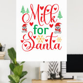 Melk van fijne kersen voor de kerstman poster (Thuiskantoor)