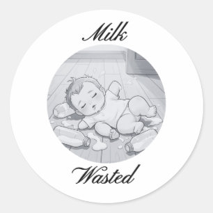 Melk Verspild Baby Schattige Cartoon Illustratie Ronde Sticker