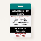 Melk voedselallergie Waarschuwingsetiket Blauwgroe Badge (Achterkant)