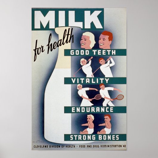 Melk - voor gezondheid, goede tanden, vitaliteit, poster (Voorkant)