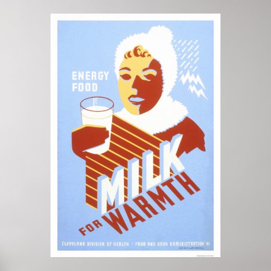 Melk voor Warmth Energy 1941 WPA Poster (Voorkant)