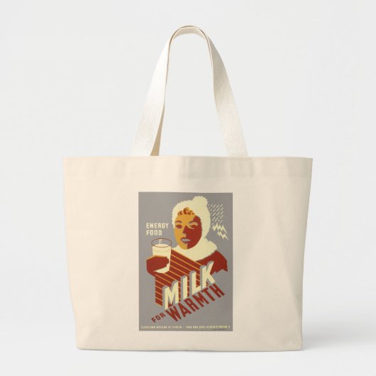 Melk voor Warmth Grote Tote Bag (Voorkant)