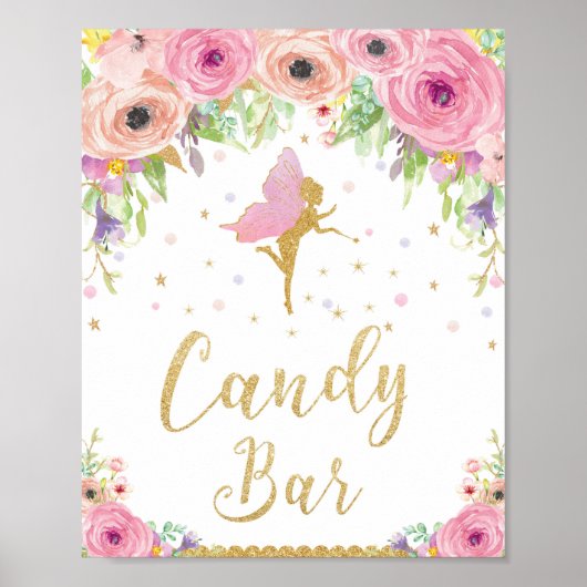 Melkachtig Baby shower Birthday Snoep Bar Poster (Voorkant)