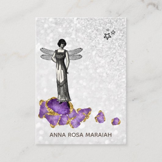 *~*  Melkachtig Mierachtig Amethyst Jewels Square  Visitekaartje (Voorkant)