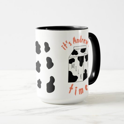 Melkachtige Moo-ments schattige koe drink melkheri Mok (Voorkant rechts)