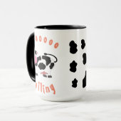 Melkachtige Moo-ments schattige koe drink melkheri Mok (Voorkant links)