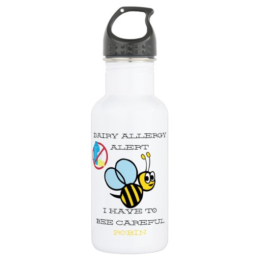Melkallergie Alert Bumble Bee Gepersonaliseerd Waterfles (Voorkant)